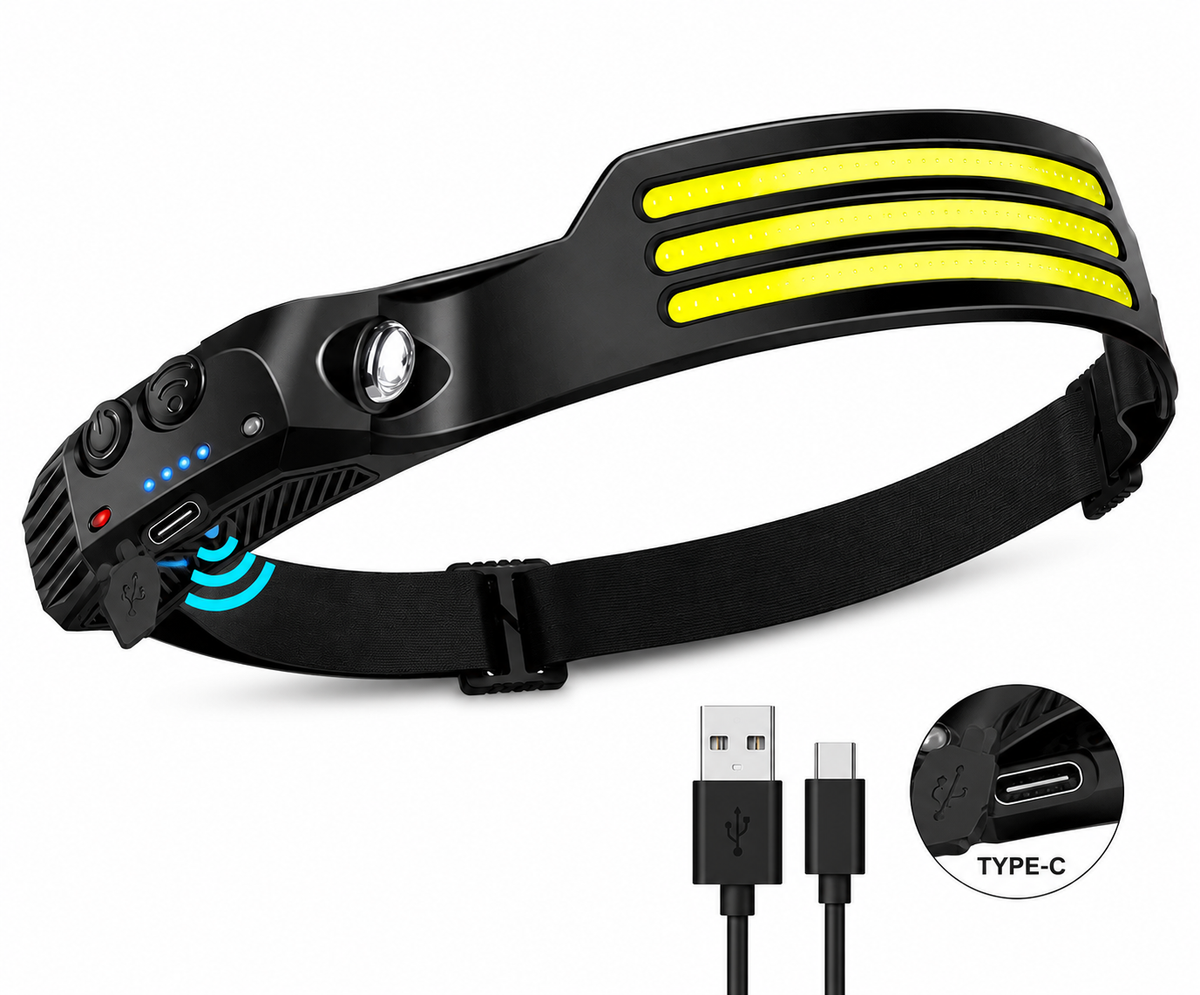 Lampe Frontale LED 230° USB-C Avec Capteur Mouvements - NomadLite