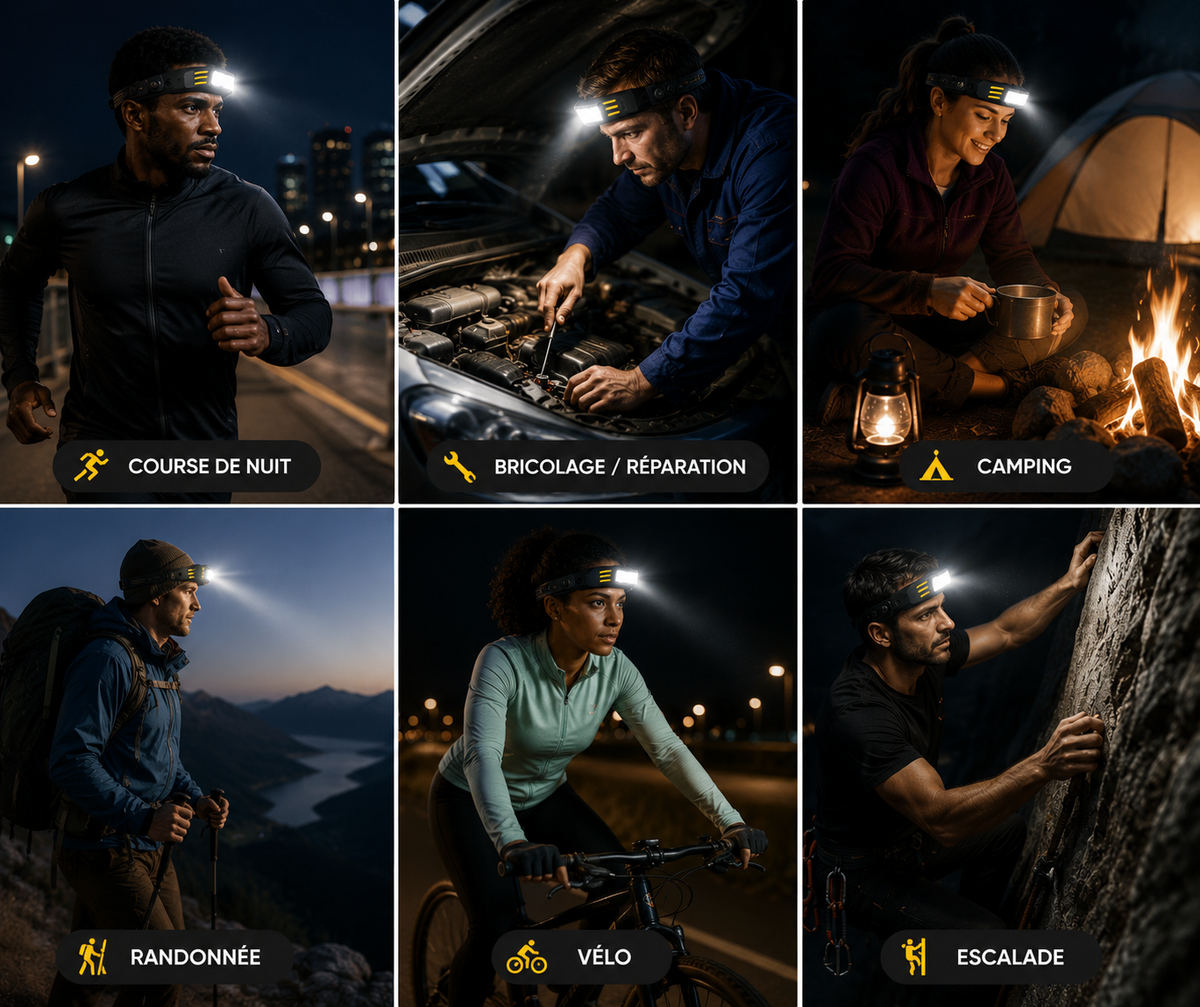Lampe Frontale LED 230° USB-C Avec Capteur Mouvements - NomadLite