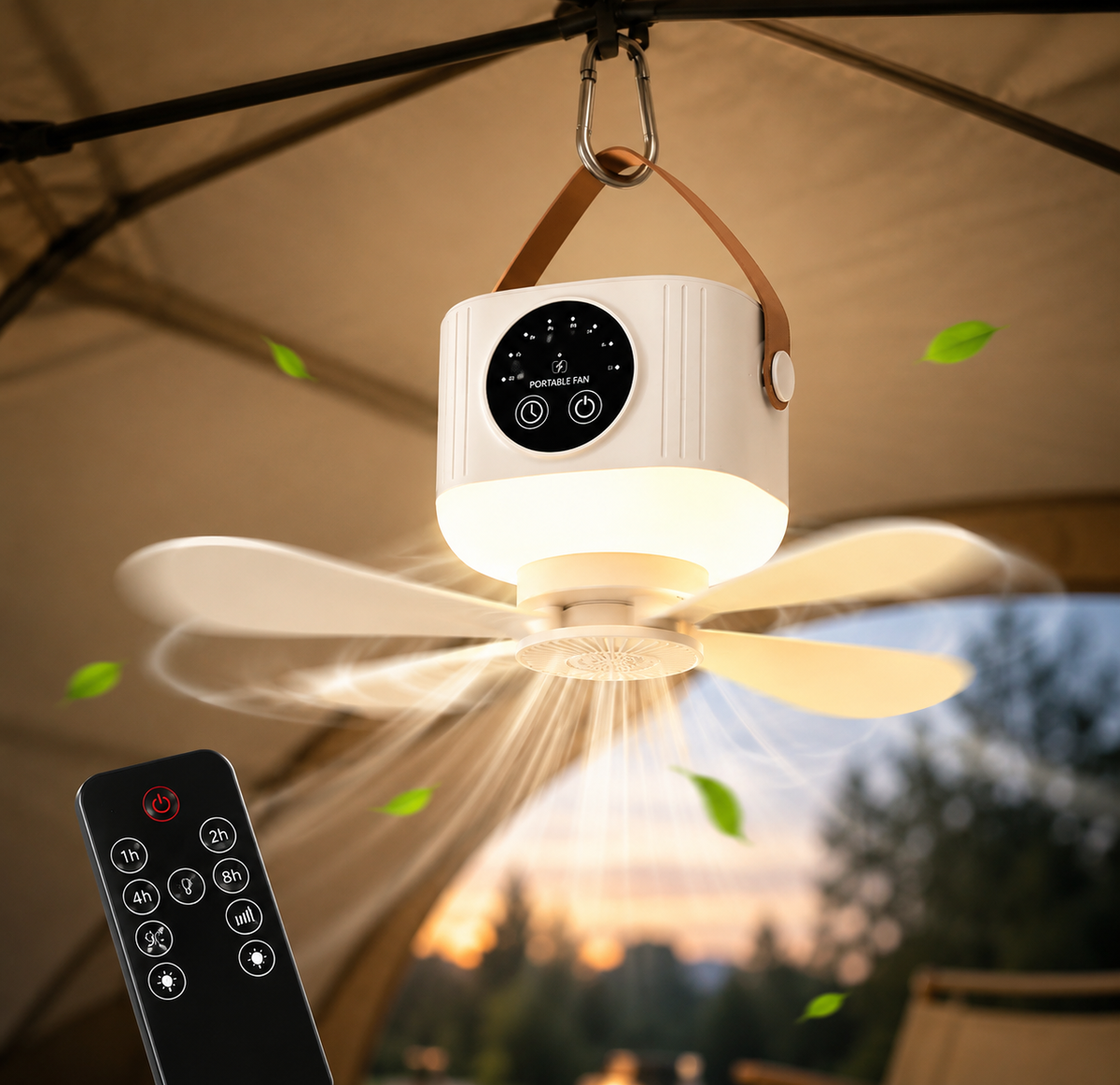 Ventilateur De Plafond Portable USB-C Avec LED Et Minuterie - NomadLite