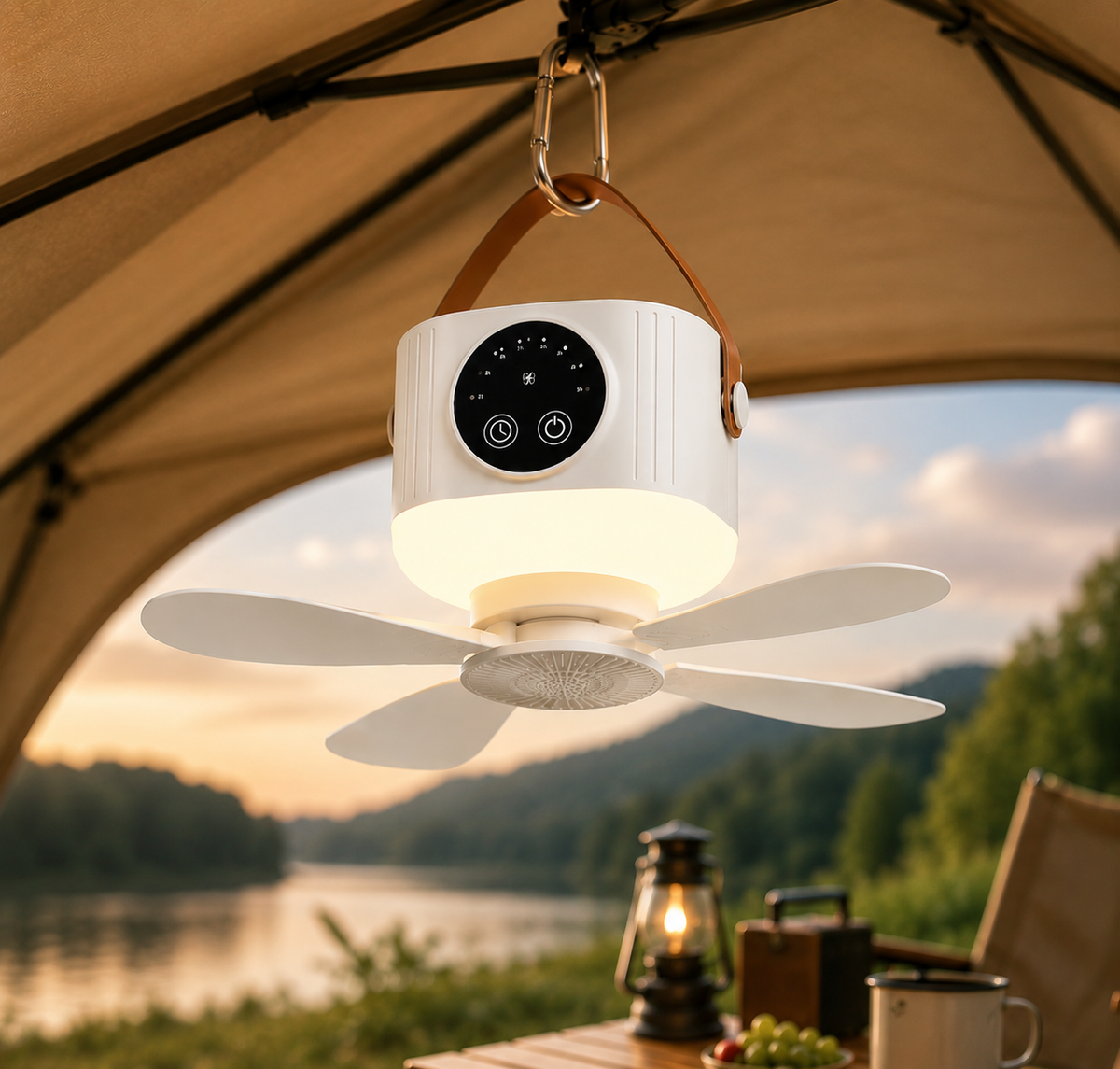 Ventilateur De Plafond Portable USB-C Avec LED Et Minuterie - NomadLite
