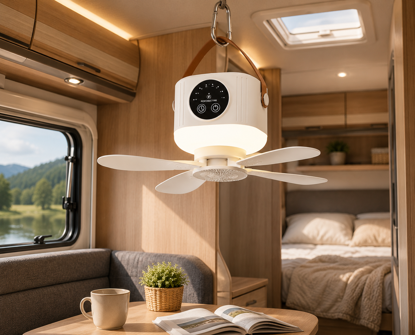 Ventilateur De Plafond Portable USB-C Avec LED Et Minuterie - NomadLite