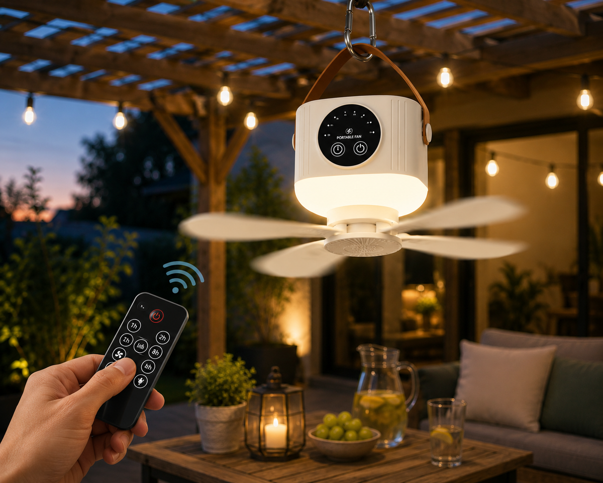 Ventilateur De Plafond Portable USB-C Avec LED Et Minuterie - NomadLite