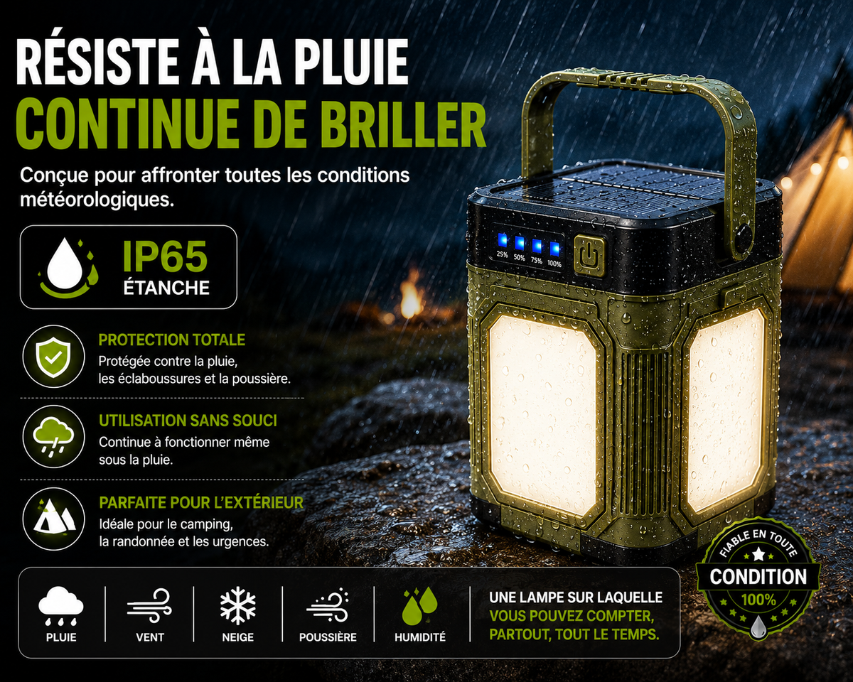 Lampe De Camping LED Multifonction Rechargeable Solaire - NomadLite