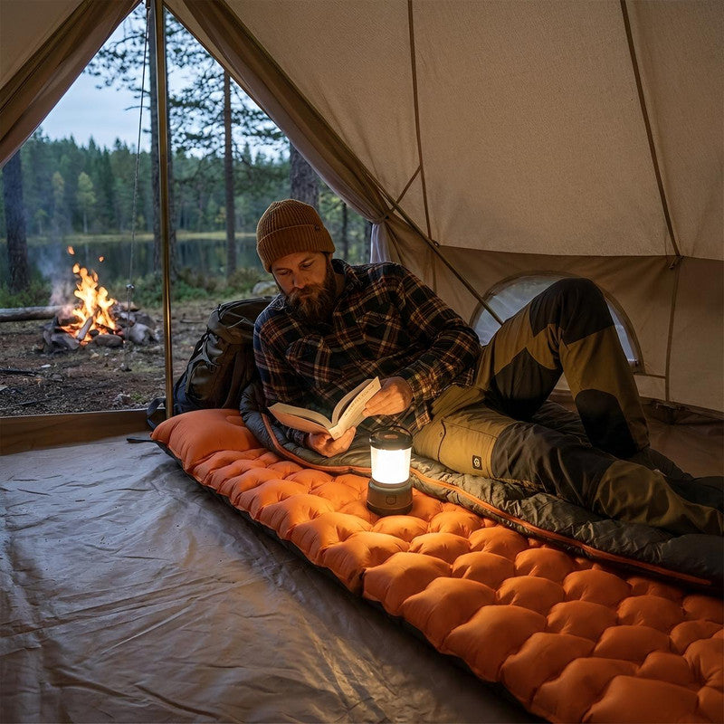 Matelas De Camping Gonflable Avec Oreiller Et Pompe Intégrés - NomadLite