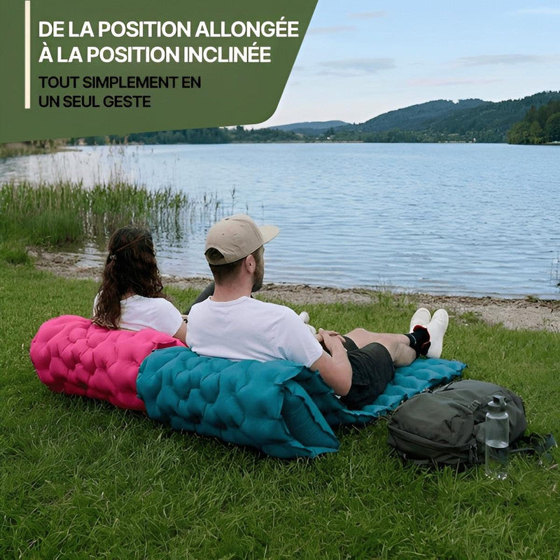 Matelas De Camping Gonflable Avec Oreiller Et Pompe Intégrés - NomadLite