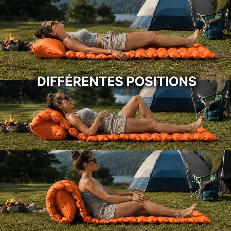 Matelas De Camping Gonflable Avec Oreiller Et Pompe Intégrés - NomadLite