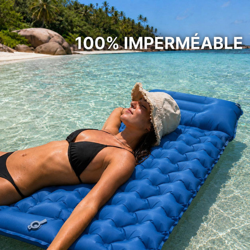 Matelas De Camping Gonflable Avec Oreiller Et Pompe Intégrés - NomadLite
